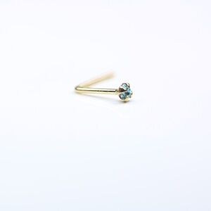 9kt gold cute tiny aqua citrine Nose Piercing 22 gauge New